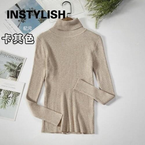 Instylish Autumn Winter Korean Harajuku Pullover Turtleneck Women Sweater Elegant Vintage Solid Knitting Tops Casual Jumper Pull