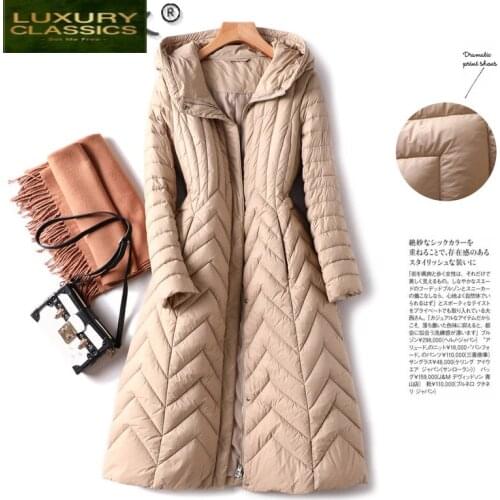 Womens Winter Down Jacket Long 90% White Duck Down Coat Female Warm Hooded Parkas Woman Slim 2021 Mujer Chaqueta LW4721