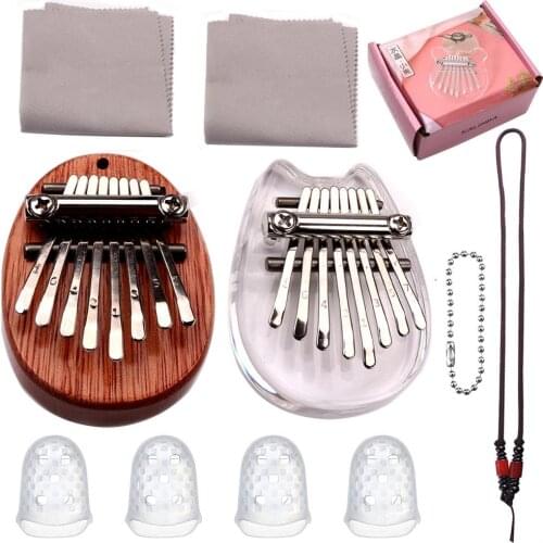 2pcs Kalimba Mini 8-tone Thumb Piano Necklace Flat-panel Portable Finger Piano Music Inspired Educational Toy with Case
