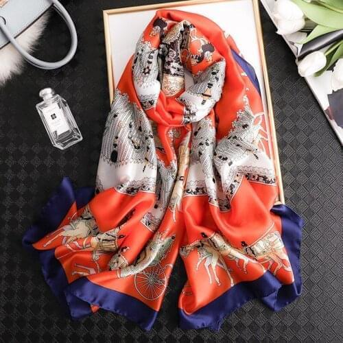 2021 Popular 180X90CM Large Beach Towel Summer High-Grade Satin Silk Scarf Fashion Beach Bandana Female Sunscreen Print Shawl