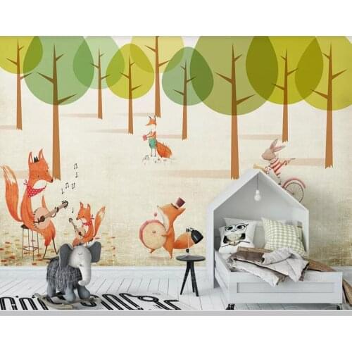 Cartoon forest fox animal 3d wallpaper papel de parede,living room tv sofa wall children bedroom wall papers home decor mural