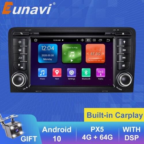 Eunavi 2 Din Android 10 Car Radio DVD Player For Audi A3 8P S3 2003-2012 RS3 Sportback Multimedia Navigation Stereo Audio DSP