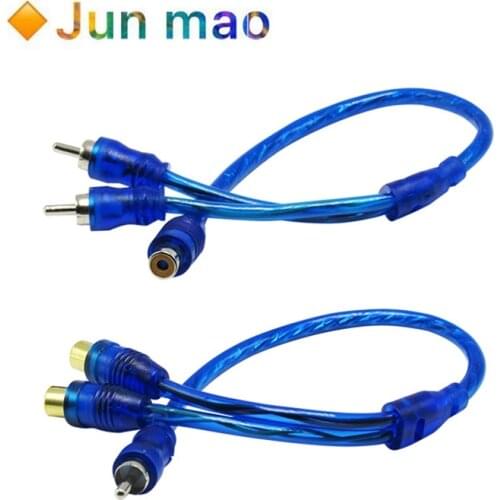 1Pcs Car Audio Cable 1 Male To 2 Female / 1 Female RCA 2 Male Adapter Cable Wire Splitter Stereo Audio Signal Connector