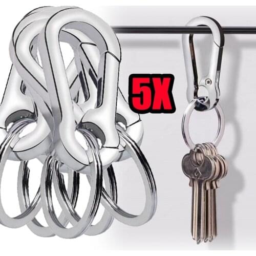 5Pcs Men Stainless Steel Gourd Buckle Keychain Waist Belt Clip Anti-lost Buckle Hanging Durable Classic Key Ring Car Accessories