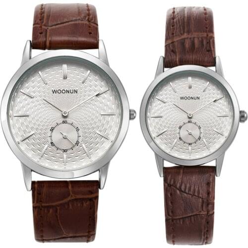 New Fashion Simple Couple Watch WOONUN Top Brand Luxury Men Women Watches Leather Strap Quartz Couple Watches For Lovers
