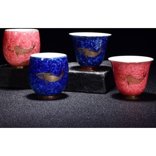 Tea Bowl 75ml 100ml Vintage Tea Cup Ceramic Porcelain Puer Cups Chinese Kung Fu Tea Set Teaware Drinkware Fish Teacup Decor