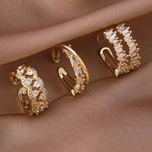 Zircon Double Layer Cross Ring Female Opening Fashion Korean Personality Women Index Finger Ring Jewelry for Party Accessories
