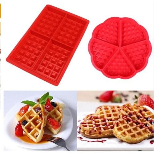 DIY Heart Shape Waffle Mold 5-Cavity/4-Hold Silicone Oven Pan Baking Cookie Cake Muffin Cooking Tools Kitchen Accessories Supply