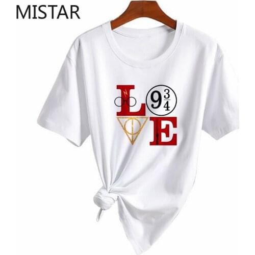 HP Love Letter T Shirt Women Casual Summer Short Sleeve Womens T-shirts Fashion Printed Harajuku shirt Female White tops Tee