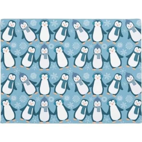 Personality Cute Winter Penguins Design Doormat Home Decoration Entry Non-slip Door Mat Rubber Washable Floor Carpet