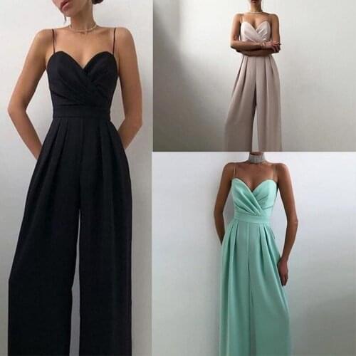 Lugentolo Sexy Sling Jumpsuit Summer Fashion Tube Top Sleeveless Wide-leg Pants Jumpsuit Solid Color Loose Elegante Jumpersuit