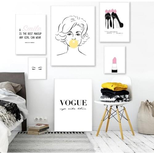 Fashion Balloon Woman Picture Lipstick Quotes Canvas Poster Heels Modern Wall Art Painting Posters and Prints Living Room Decor