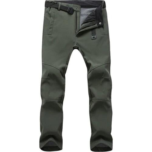 Mens Tactical Army Work Pants Stretch Waterproof Casual Pants Men Winter Warm Fleece Shark Skin Long Trousers Sweatpants S-3XL