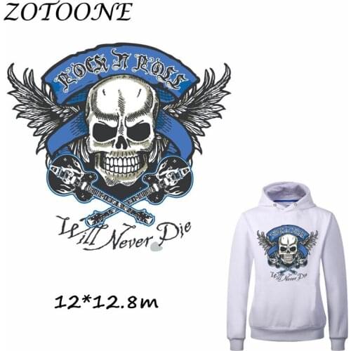 ZOTOONE Patches Iron on Transfers DIY Accessory Skull Motorcycle Patch for Clothing Print on T-shirt Jeans Bag Applique Clothes