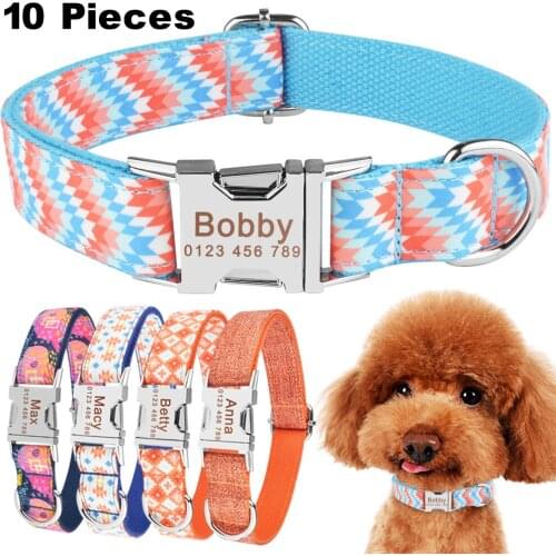 Nylon Dogs Collar Pet Collar Products Small Large Personalized Dog Collar Custom Engraved Name ID Tag Fashion Boy Girl Unisex