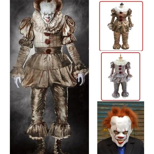 New! Stephen Kings It Pennywise Cosplay Costume Adult Unisex Men Women costume Halloween Terror Clown costume Without The Shoes