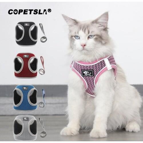 Copetsla New Dog Adjustable Harness Vest Walking Lead Leash For Puppy Dogs Collar Polyester Dog Harness For Small Medium Dog Cat