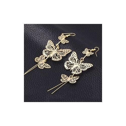 Department of European and American fashion punk rock nightclub exaggerated hollow butterfly earrings