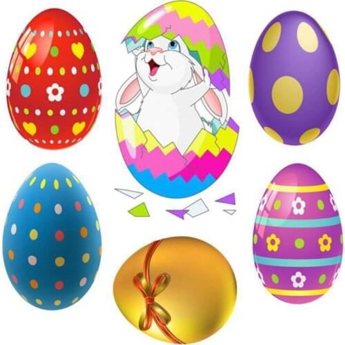 Easter Window Sticker Rabbit Bunny Eggs Wall Stickers Window Decals DIY Wallpaper Decoration for Home Office