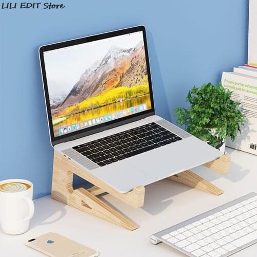 Wood Laptop Stand Cooling Pad For PC Notebook Macbook Pro Air IPad Pro Computer Riser Wooden Holder Mount Laptop Accessories