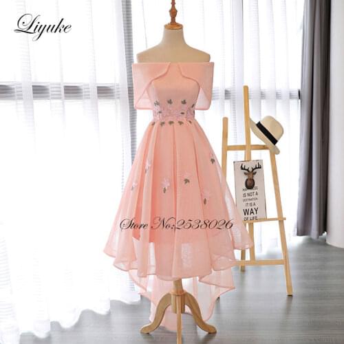 Liyuke Pink Prom Dress Strapless A Line Ruched Party Dress Knee-Length Floral Print Formal Dresses Custom Made
