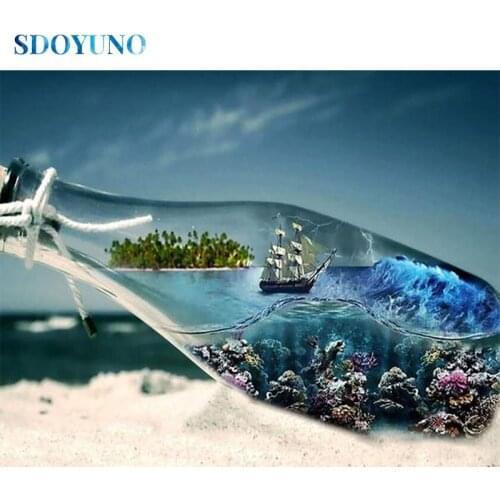 SDOYUNO DIY 5D Diamond Painting Scenery Full Square Diamond Embroidery Icon Seascape Frameless Mosaic Pattern Home Decor