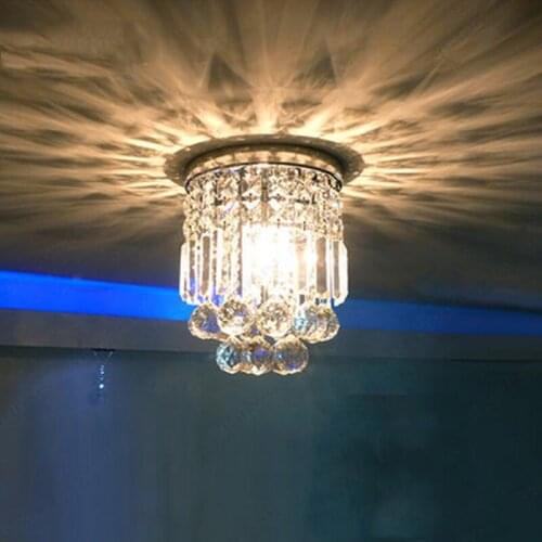 Crystal ceiling light For Living room Home Bedroom Corridor Balcony LED E14 Bulbs Included Small size Diameter20cm