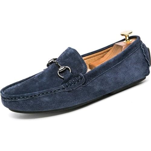Genuine Leather Suede Shoes Men Casual Fashion Shoes Luxury Brand Mens Loafers Moccasins Breathable Flats Slip on Driving Shoes