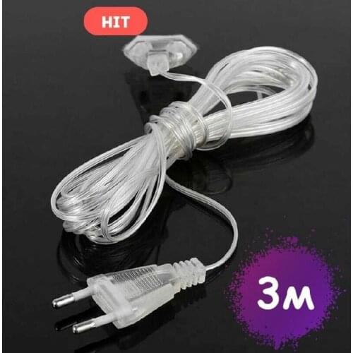 3 Meters Power Garland Extension Lengthened Line Cable Switch Turn ON/OFF US/EU Plug LED String Adapter Christmas Decorations
