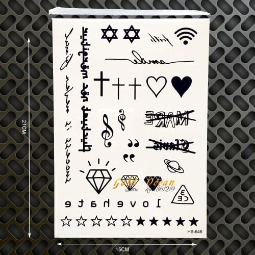 Lovely Heart Gem Waterproof Temporary Tattoo Removable Flash Fake Tattoo Stickers GHB-646 Kids Body Art Music Wifi Sign Tatoos