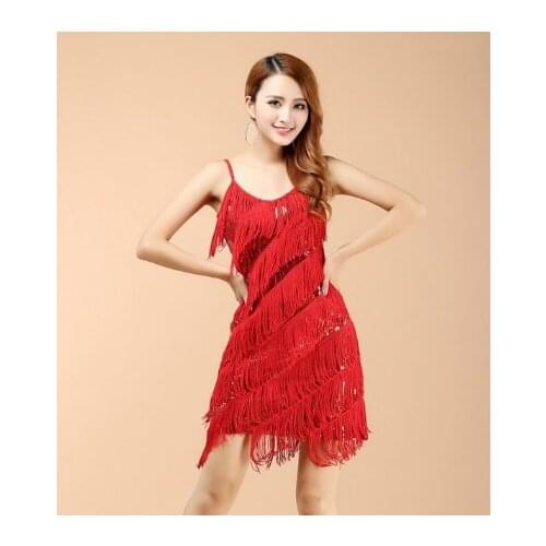 High quality sexy tassel latin dance dress fringe latin dance costumes for women on sale