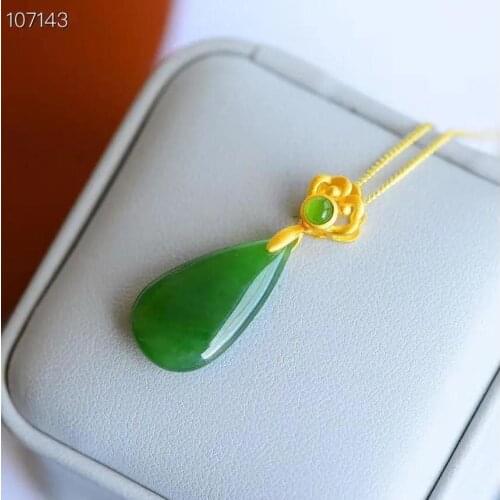 Natural Hetian Jade Pendant Female Jasper Drop-Shaped Necklace S925 Silver Clavicle Chain Female Simple Temperament for Wife