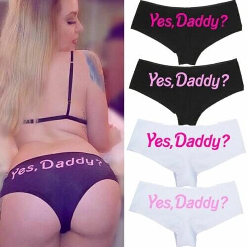 Women Funny Lingerie G-string Briefs Underwear Panties T string Thongs Knickers Yes Daddy Letter Printed Underwear Ladies briefs