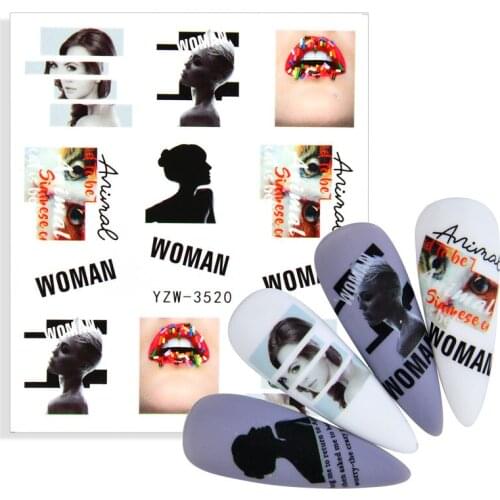 1 Sheet Sexy Lady Face Lips Decals Nail Sticker Girls Valentines Day 2021 New Water Transfer Slider Watermark Tattoo Decoration