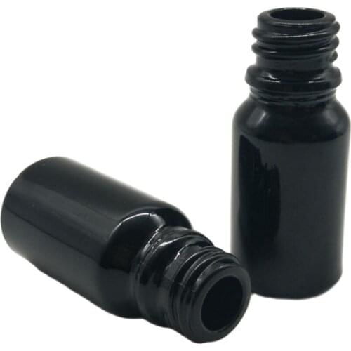 10ml black empty glass bottle lotion emulsion essence oil liquid serum complex recovery skin care cosmetic packing