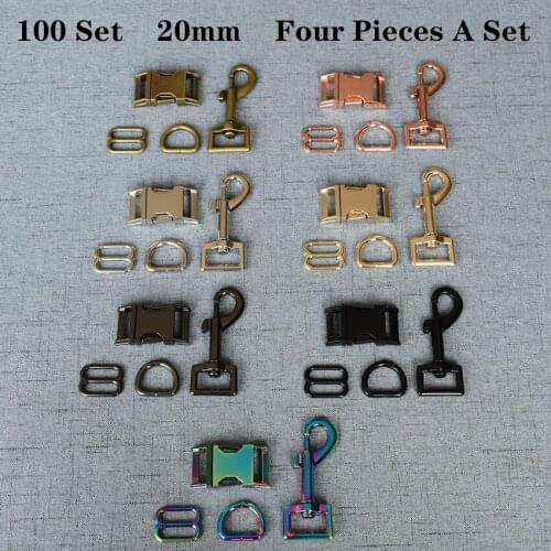 100 Sets 20mm Metal D Ring Snap Hook Adjustable Release Buckle Environmental High Quality Handbags DIY Accessories