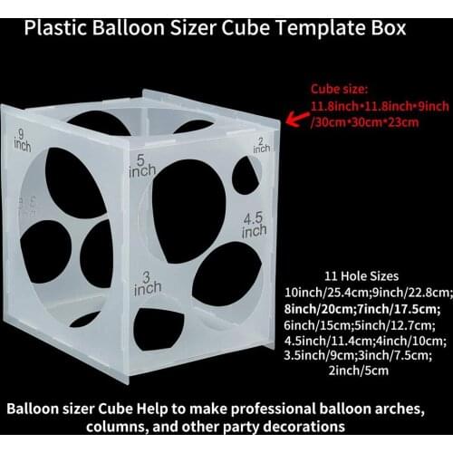 11 Holes Collapsible Balloon Sizer Box Template Cube for Balloon Decorations