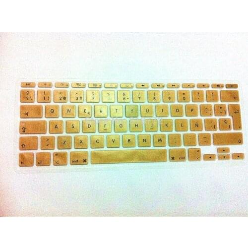15X Metallic Gold Spanish UK EU Silicone Keyboard Cover Skin Protector For Apple MacBook Air 11.6 11" EU For Mac book 11" 11.6