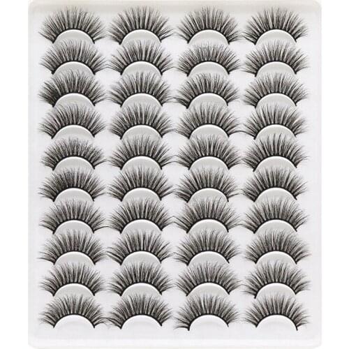 20 Pairs 3D Chemical Fiber Lashes Natural False Eyelashes Dramatic Volume Fake Lashes Makeup Extension Eyelashes