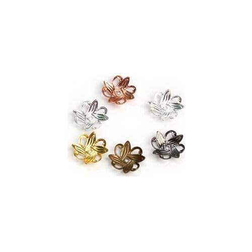 20pcs/lot 2x10mm Copper Spacer Flower End Cups Spacer Beads Caps Charms Bead For DIY Jewelry Making