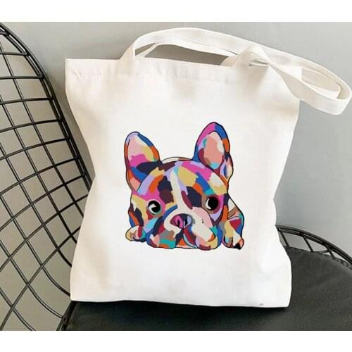 2021 Shopper Zoe colored dog Printed Tote Bag women Harajuku shopper handbag girl Shoulder shopping bag Lady Canvas Bag