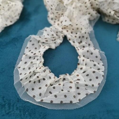 3Meters Two Layers Beige Pleated Chiffon Lace Fabric Ruffle Trim Embroidery Ribbon DIY Curtains Garment Sewing Patchwork Decor