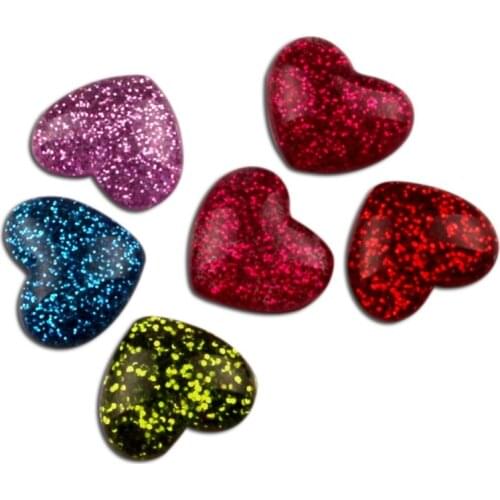 30Pcs Mixed Resin Bling Heart Decoration Crafts Kawaii Beads Flatback Cabochon Embellishments For Scrapbooking DIY Accessories