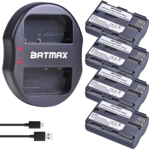4Pcs BP-511A BP-511 BP 511 511A BP511 BP511A Battery AKKU + Dual USB Charger for Canon EOS 40D 300D 5D 20D 30D 50D Camera