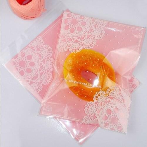 50pcs White Lace Cookies Biscuits Bags Self Adhesive Seal Wedding Cellophane Bag Snack Cake Candy Gift Bags