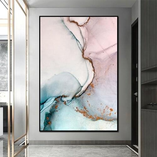 Abstract Decorative Paintings Blue Pink Purple Marble Pattern Wall Posters HD Print Modern Art Canvas Pictures Nordic Home Mural