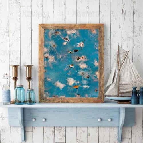 Summer Vacation Abstract Wall Art Poster Swimming Pool Sky Blue Canvas Painting Home Decoration Living Room Picture Frameless