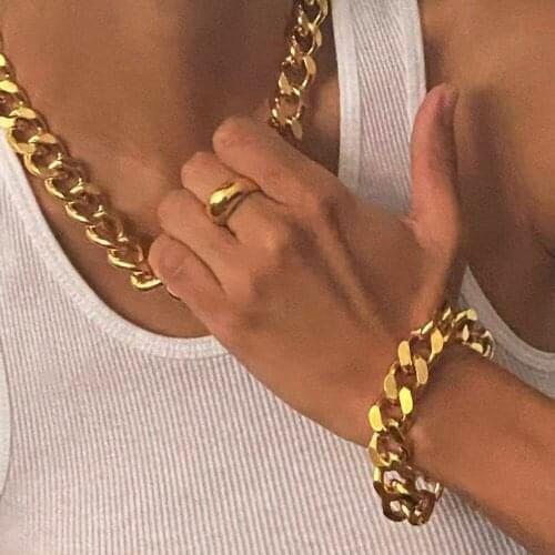 11/13/15mm Width Stainless Steel Gold Silver Plated Men Thick Bracelet Unisex Cuban Chain Hand Jewelry Couple Gift Dropshipping