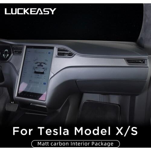 LUCKEASY For Tesla ModelX car Central control panel/armrest box /steering wheel/air conditioning outlet carbonfiber patch matte