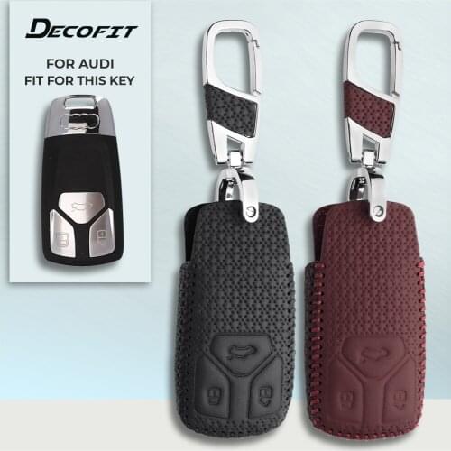 Genuine Leather Key Cover for AUDI A4 B9 Q5 Q7 TT TTS 8S 2016 2017 3 Buttons Replacement Case Shell Keyless Keychain Remote Fob